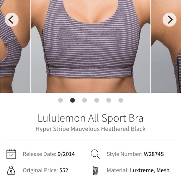 ❤️SOLD❤️Lululemon Hyper Stripe Mauvelous Heathered Black Sports Bra - Picture 6 of 6